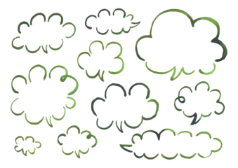 Rolgordijnen 水彩で描いたかわいい緑色の手描き吹き出し素材セット © imori