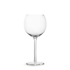Transparent empty white glass isolated on white
