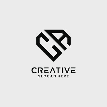 Creative style ca letter logo design template with diamond shape icon