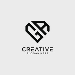 Creative style ga letter logo design template with diamond shape icon