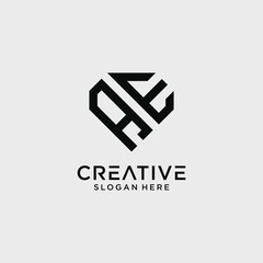 Creative style ae letter logo design template with diamond shape icon