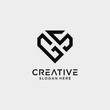 Creative style gs letter logo design template with diamond shape icon