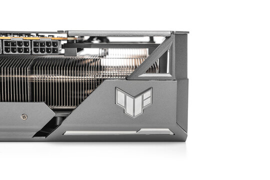 Uzhgorod, Ukraine - September 20, 2023: ASUS TUF Gaming Radeon RX 7900 XT video card, studio photo.