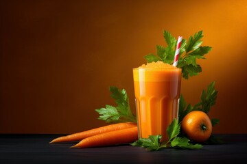 Orange Carrot juice pot. Sweet detox drink. Generate Ai
