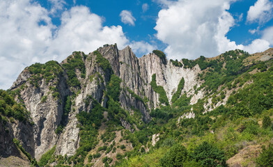 Mountains in Ismayilli. Southern slopes of the Greater Caucasian Range. Azerbaijan nature.