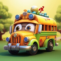 Cartoon cute school bus