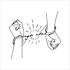 vector illustration of hands with handcuffs
