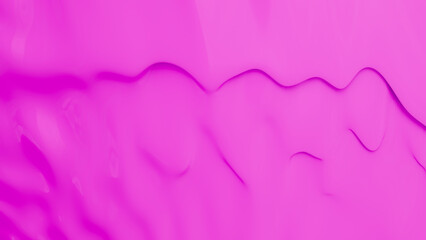 Abstract pink background. Smooth pink wavy plastic or latex. Acrylic paint liquid. 3D rendering