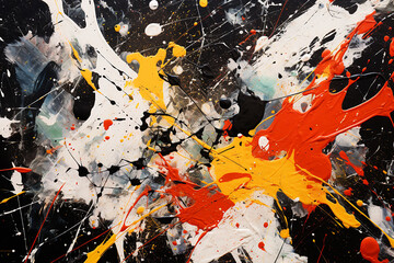 Abstract background with splashes, black, red and white.