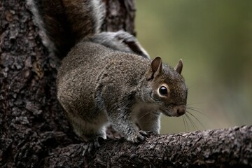 a squirrel is sitting on the branch of a tree as it eats