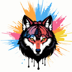 オオカミのカラフルなアイコン
