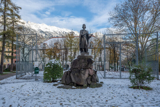 Walther von der Vogelweide Statue at Waltherpark - Innsbruck, Austria