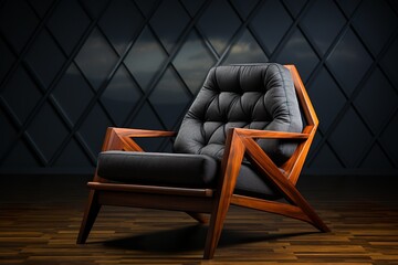 A sleek and geometric chair cloaked in a dark