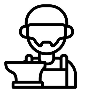black outline blacksmith with anvil clip art preview