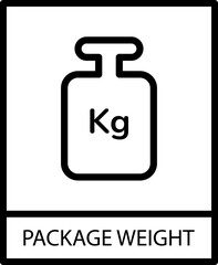 Package Weight icon with black frame isolated on white background. Package Weight symbol. Label vector illustration
