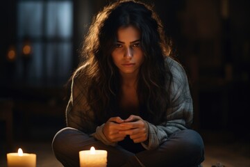 Blackout no electricity light, power outage, breakdown, electric, persona in absence of electricity with candle, problem, systemic accident in power system accompanied by mass disconnection of consum.