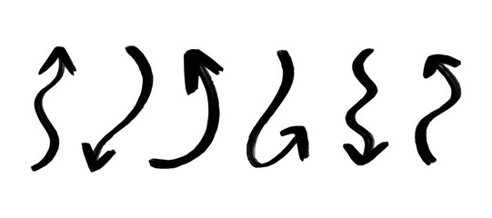 Set of hand drawn grunge arrows. Vector illustration