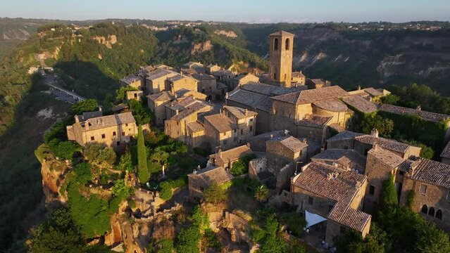 Aerial View of the Dying City of Civita di Bagnoregio, province of Viterbo, Lazio, Central Italy