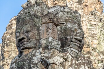 Giant smiling faces at the Bayon temple in Cambodia