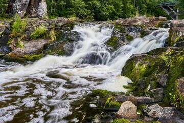 Scenic view of Myllykoski rapids in Nurmijarvi, Finland