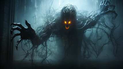 scary monster in the dark room