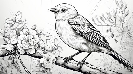 A coloring book for children and adults. Image of animals in black and white 
