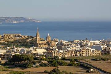 Aerial view of the picturesque village of Ghajnsielem, Gozo