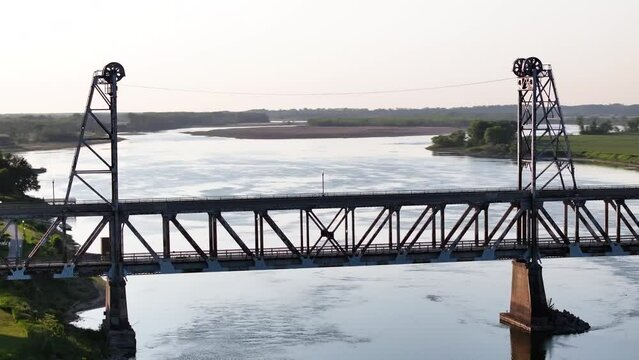 Drone shot of Meridian Bridge Yankton, South Dakota