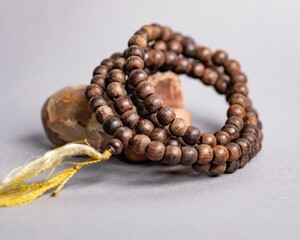 Closeup shot of wooden rosary beads