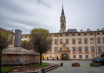 Naklejka premium St. Peter Abbey and Franciscan Church Tower - Salzburg, Austria