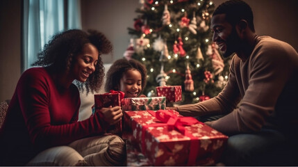 Family opening gifts