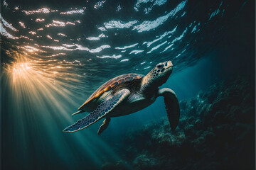 turtle swimming in the ocean