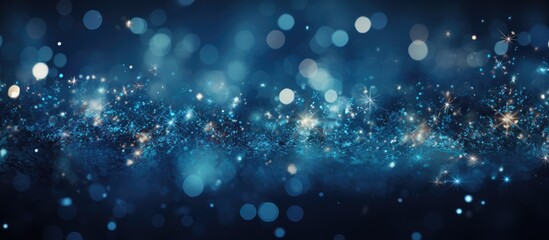 Obraz premium Festive blue background with twinkling stars and snowfall