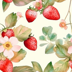 Seamless pattern with strawberry.