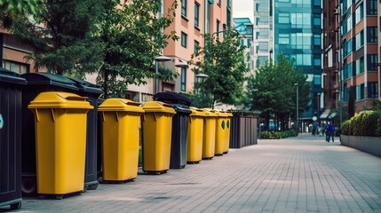 Outdoor Trash Cans bins - obrazy, fototapety, plakaty