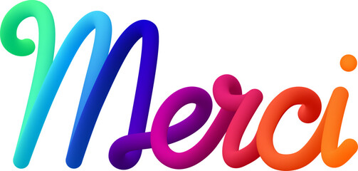 Thank you on french fluid 3d twist text made of blended colorful circles.