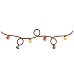 Watercolor Christmas Light Illustration Isolated on Transparent Background