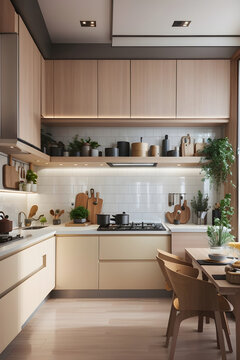modern kitchen interior with kitchen