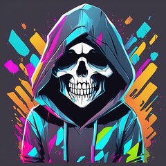 skull with skull in a colorful background skull with skull in a colorful background skull with a...