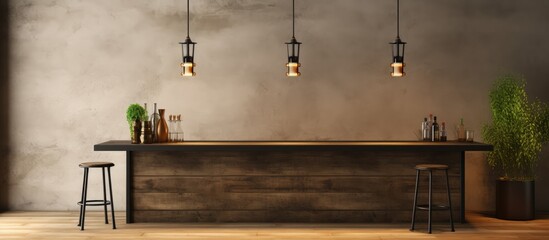 Interior loft space background for the tabletop counter bar