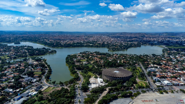 Pampulha lagoon and Mineirinho stadium in Belo Horizonte, Minas Gerais, Brazil