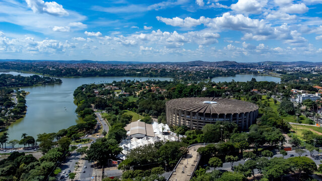 Pampulha lagoon and Mineirinho stadium in Belo Horizonte, Minas Gerais, Brazil