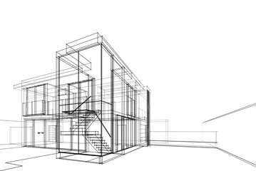 House building sketch 3d rendering 