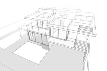 House building sketch 3d rendering 