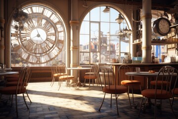 Fototapeta na wymiar Tables to Other Worlds: Hyper-Realistic Café Visions 