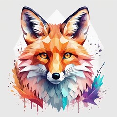 colorful fox head in watercolor style, illustration colorful fox head in watercolor style,...