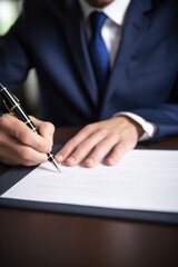 Businessman signing a major financial contract. Generative AI