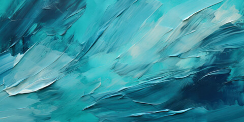 Oil paint texture background, abstract blue green paintbrush strokes
