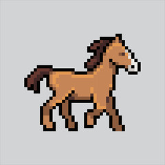 Fototapeta premium Pixel art illustration Horse. Pixelated Horse. Horse animal icon pixelated for the pixel art game and icon for website and video game. old school retro.