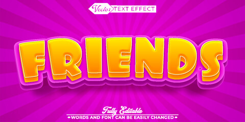 Cartoon Orange Friends Vector Editable Text Effect Template